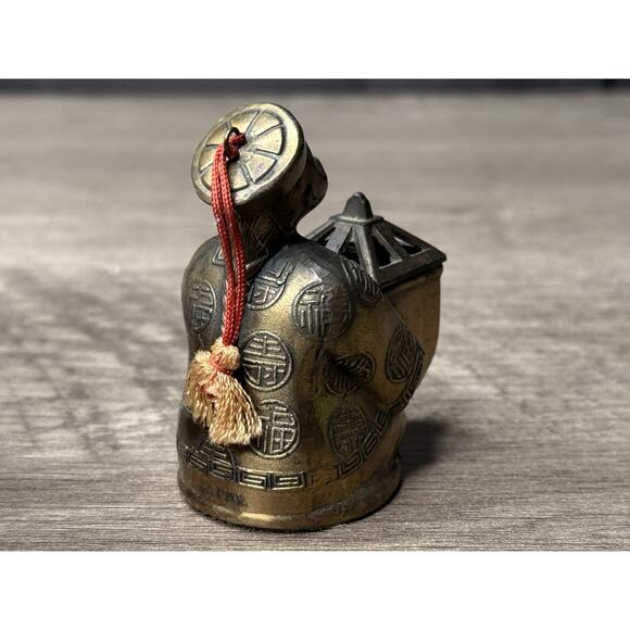 Chinese Man Figurine Incense/ Ashtray/ Inkwell Metal from Japan Vintage - Picture 4 of 10